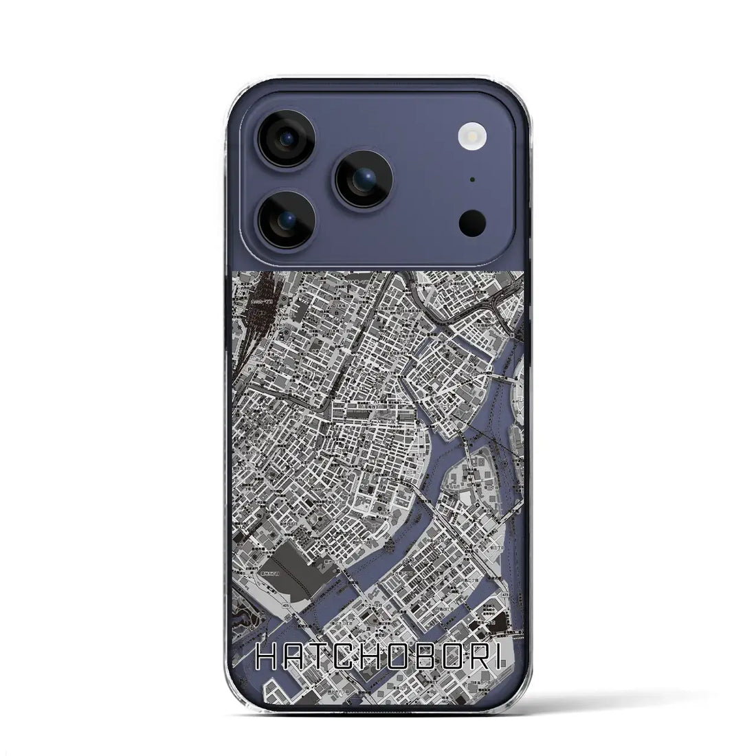 【八丁堀(東京都)】地図柄iPhoneケース(クリアタイプ)モノトーン・iPhone 17 Pro Max 用