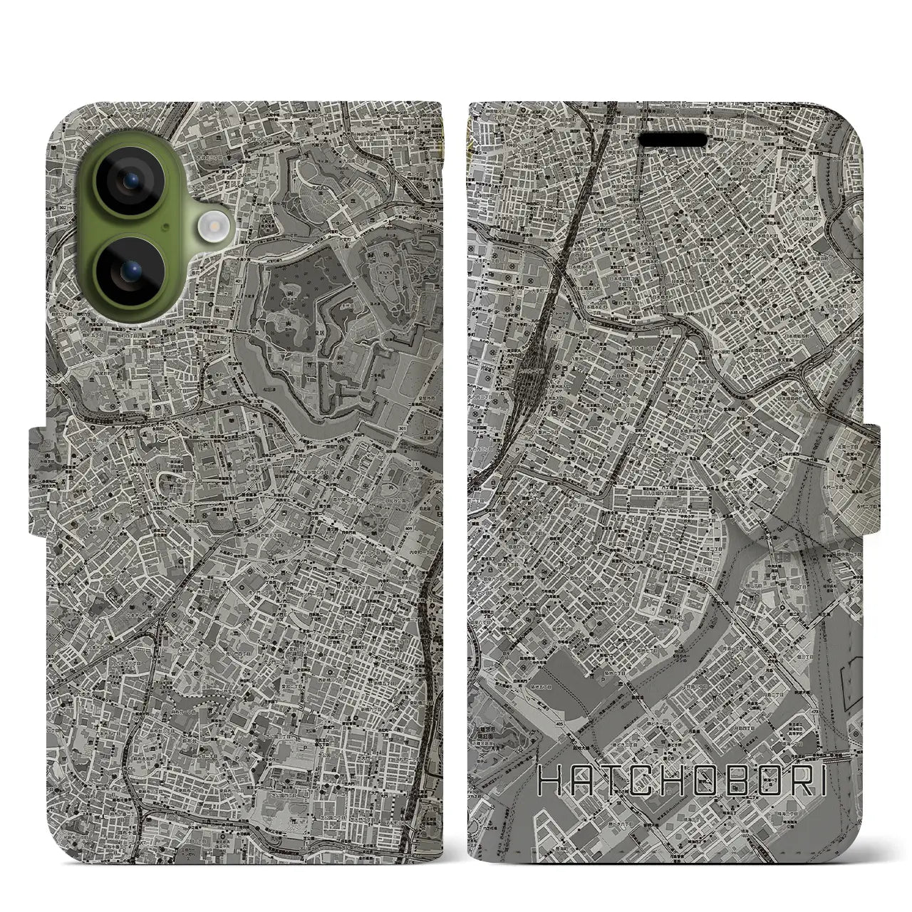 【八丁堀（東京都）】地図柄iPhoneケース（手帳タイプ）