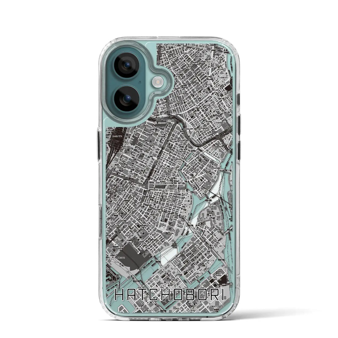 【八丁堀（東京都）】地図柄iPhoneケース（MagSafeタイプ）モノトーン・iPhone 16 Pro 用