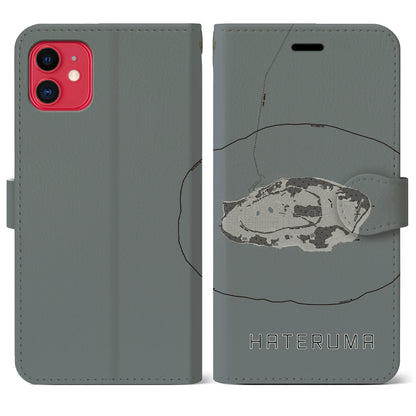 【波照間（沖縄県）】地図柄iPhoneケース（手帳タイプ）モノトーン・iPhone 11 用