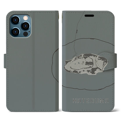 【波照間（沖縄県）】地図柄iPhoneケース（手帳タイプ）モノトーン・iPhone 12 / 12 Pro 用