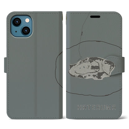 【波照間（沖縄県）】地図柄iPhoneケース（手帳タイプ）モノトーン・iPhone 13 用