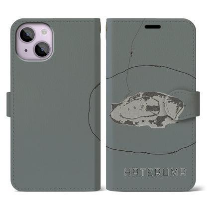 【波照間（沖縄県）】地図柄iPhoneケース（手帳タイプ）モノトーン・iPhone 14 用