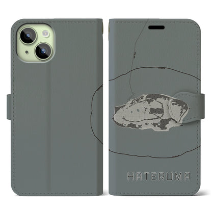 【波照間（沖縄県）】地図柄iPhoneケース（手帳タイプ）モノトーン・iPhone 15 用