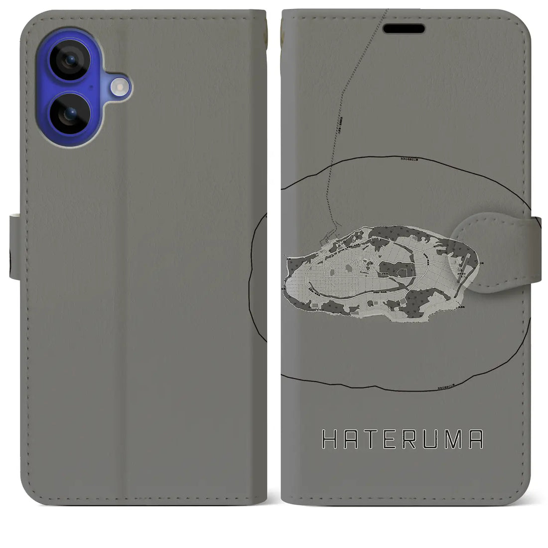 【波照間(沖縄県)】地図柄iPhoneケース(手帳タイプ)モノトーン・iPhone 16 Pro Max 用