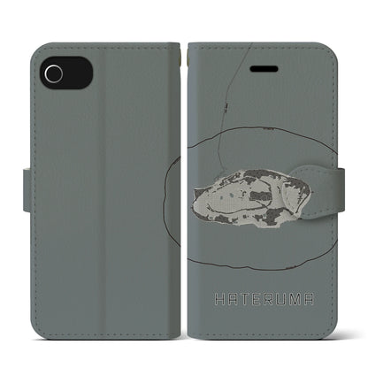 【波照間（沖縄県）】地図柄iPhoneケース（手帳タイプ）モノトーン・iPhone SE（第3 / 第2世代） / 8 / 7 / 6s / 6 用