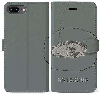 【波照間（沖縄県）】地図柄iPhoneケース（手帳タイプ）モノトーン・iPhone 8Plus /7Plus / 6sPlus / 6Plus 用