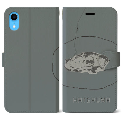 【波照間（沖縄県）】地図柄iPhoneケース（手帳タイプ）モノトーン・iPhone XR 用