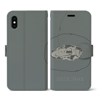 【波照間（沖縄県）】地図柄iPhoneケース（手帳タイプ）モノトーン・iPhone XS / X 用