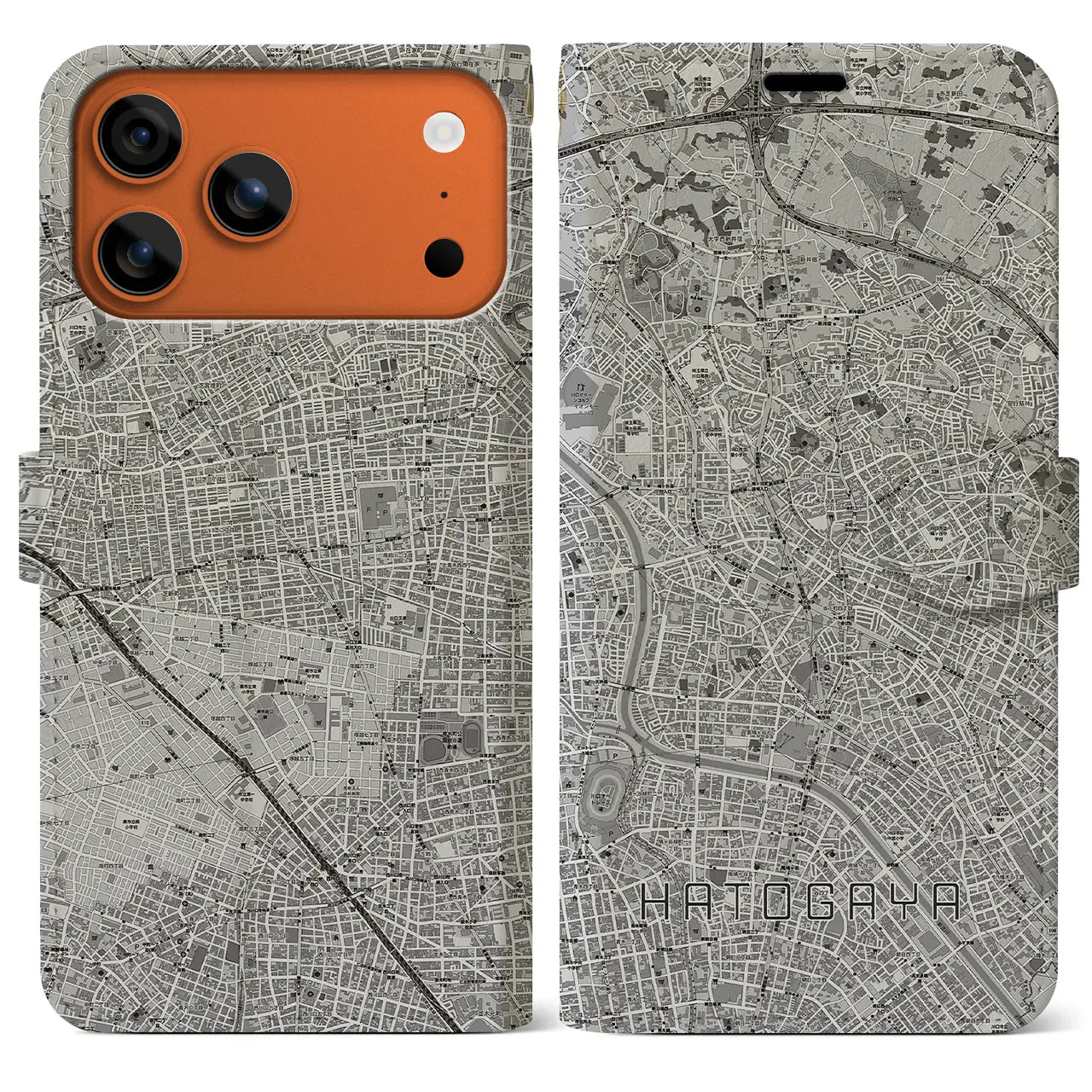 【鳩ヶ谷（埼玉県）】地図柄iPhoneケース（手帳タイプ）