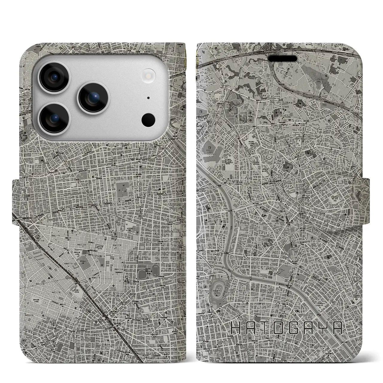 【鳩ヶ谷（埼玉県）】地図柄iPhoneケース（手帳タイプ）