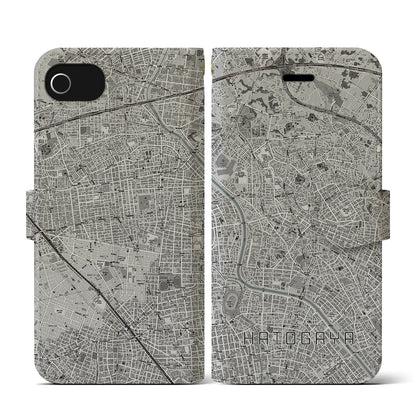 【鳩ヶ谷（埼玉県）】地図柄iPhoneケース（手帳タイプ）モノトーン・iPhone SE（第3 / 第2世代） / 8 / 7 / 6s / 6 用