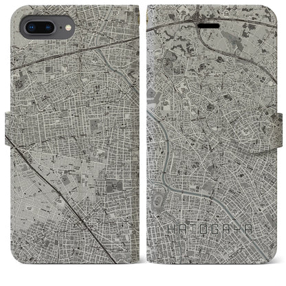 【鳩ヶ谷（埼玉県）】地図柄iPhoneケース（手帳タイプ）モノトーン・iPhone 8Plus /7Plus / 6sPlus / 6Plus 用