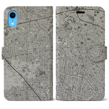 【鳩ヶ谷（埼玉県）】地図柄iPhoneケース（手帳タイプ）モノトーン・iPhone XR 用