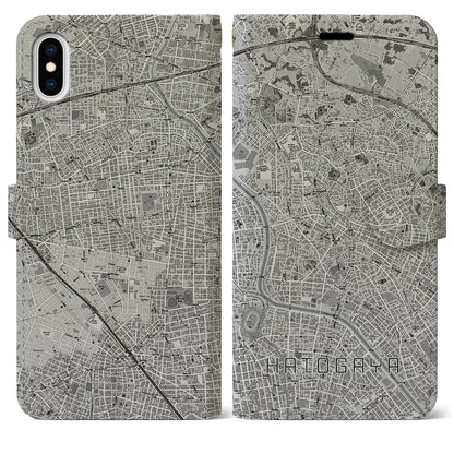 【鳩ヶ谷（埼玉県）】地図柄iPhoneケース（手帳タイプ）モノトーン・iPhone XS Max 用