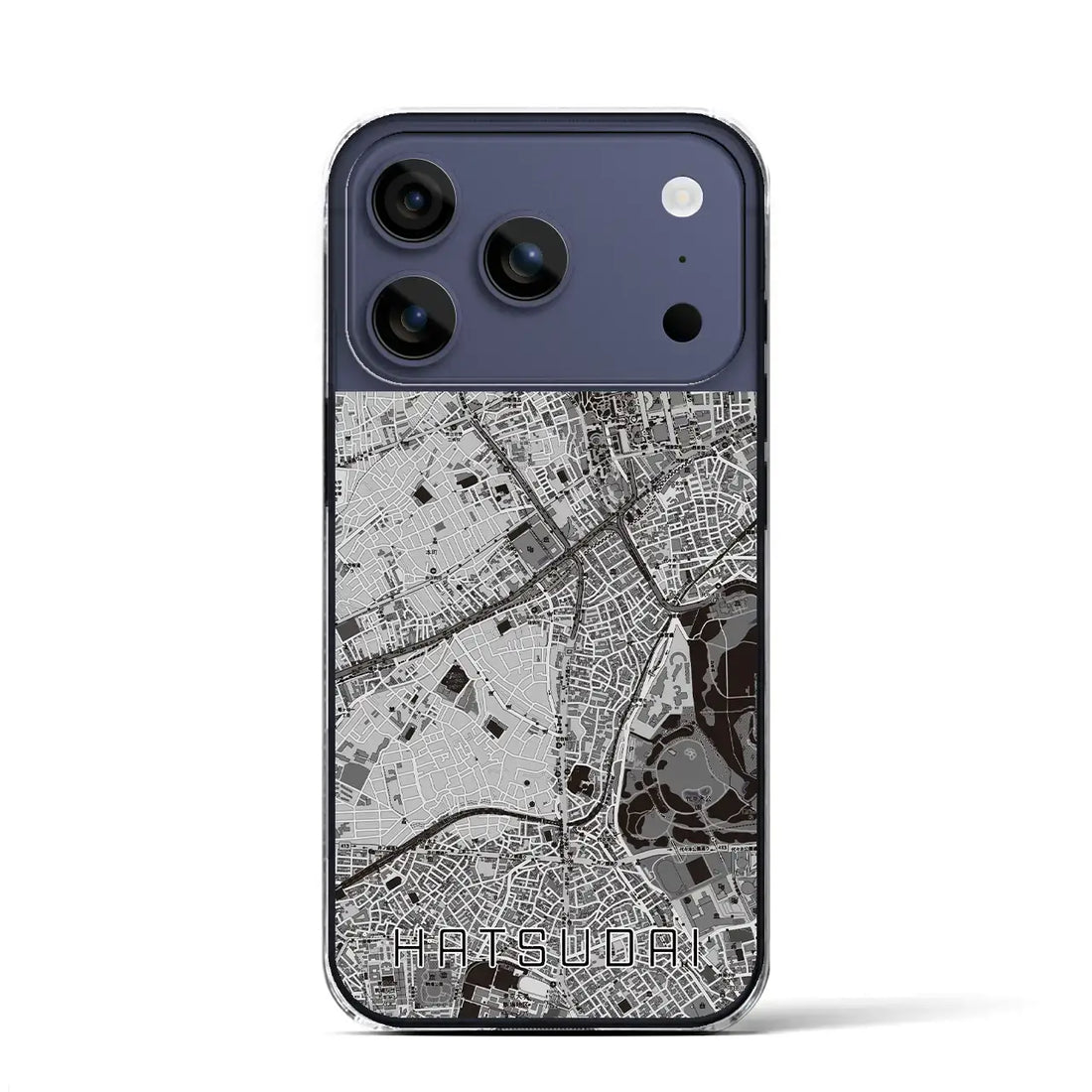 【初台(東京都)】地図柄iPhoneケース(クリアタイプ)モノトーン・iPhone 17 Pro Max 用