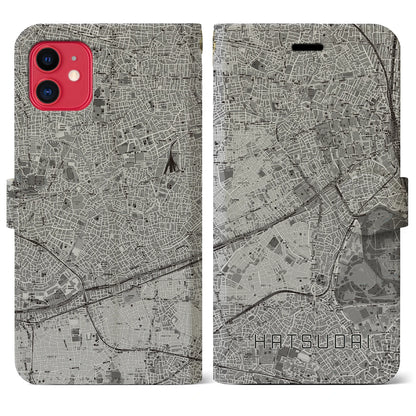 【初台（東京都）】地図柄iPhoneケース（手帳タイプ）モノトーン・iPhone 11 用