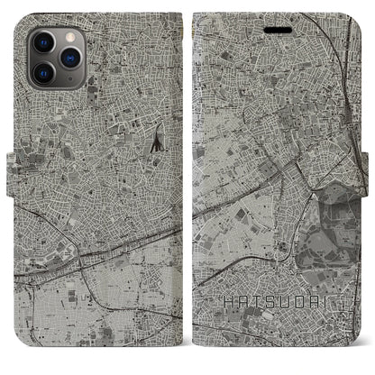 【初台（東京都）】地図柄iPhoneケース（手帳タイプ）モノトーン・iPhone 11 Pro Max 用