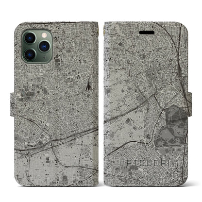 【初台（東京都）】地図柄iPhoneケース（手帳タイプ）モノトーン・iPhone 11 Pro 用