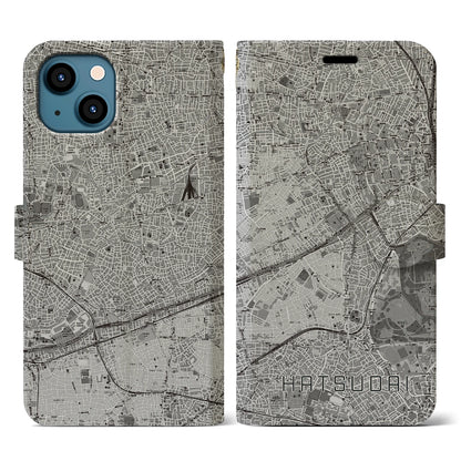 【初台（東京都）】地図柄iPhoneケース（手帳タイプ）モノトーン・iPhone 13 用