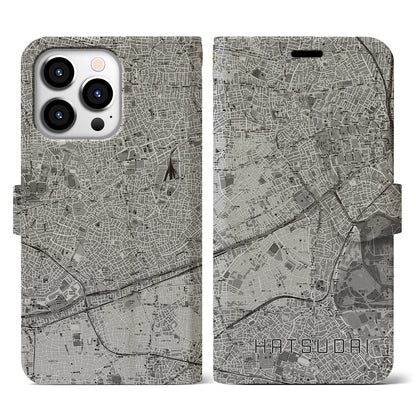 【初台（東京都）】地図柄iPhoneケース（手帳タイプ）モノトーン・iPhone 13 Pro 用
