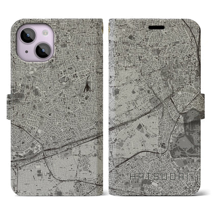 【初台（東京都）】地図柄iPhoneケース（手帳タイプ）モノトーン・iPhone 14 用