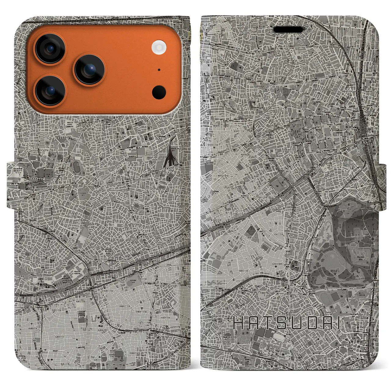 【初台（東京都）】地図柄iPhoneケース（手帳タイプ）