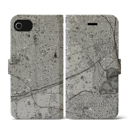 【初台（東京都）】地図柄iPhoneケース（手帳タイプ）モノトーン・iPhone SE（第3 / 第2世代） / 8 / 7 / 6s / 6 用