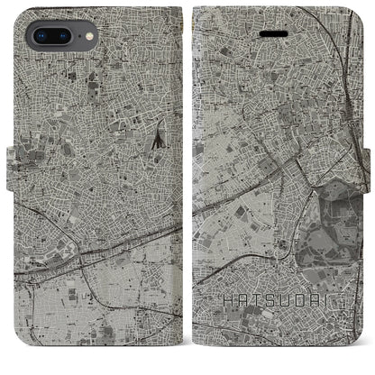 【初台（東京都）】地図柄iPhoneケース（手帳タイプ）モノトーン・iPhone 8Plus /7Plus / 6sPlus / 6Plus 用