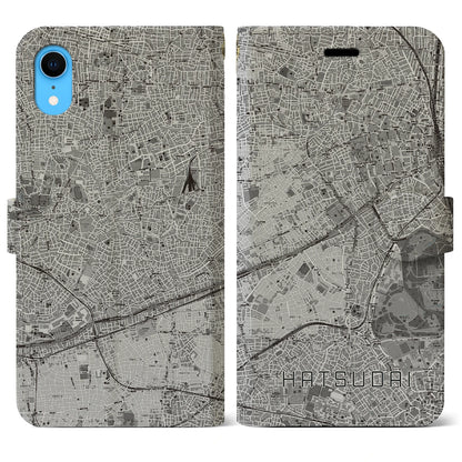 【初台（東京都）】地図柄iPhoneケース（手帳タイプ）モノトーン・iPhone XR 用