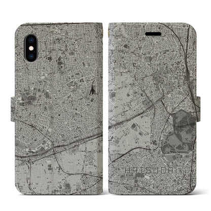 【初台（東京都）】地図柄iPhoneケース（手帳タイプ）モノトーン・iPhone XS / X 用
