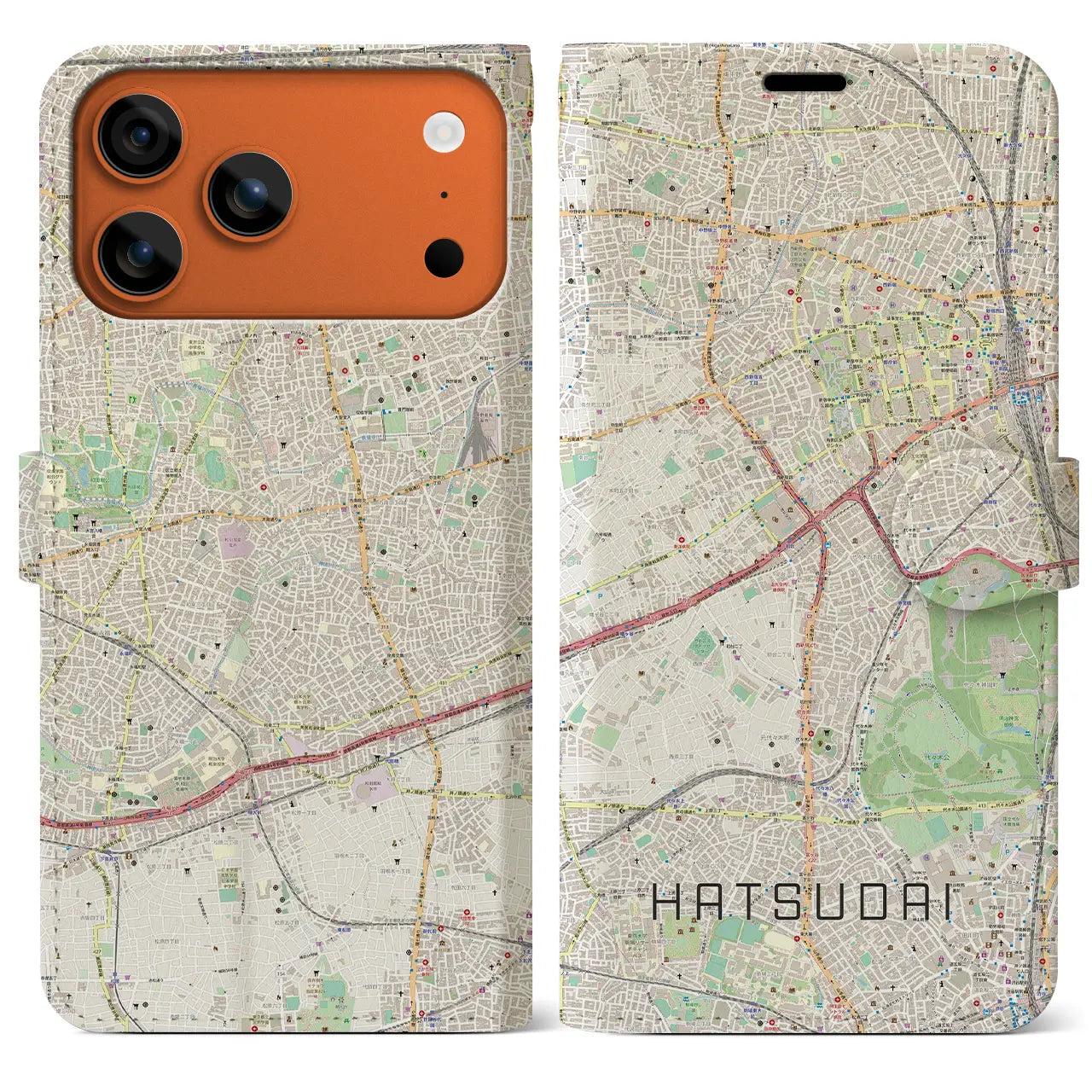 【初台（東京都）】地図柄iPhoneケース（手帳タイプ）