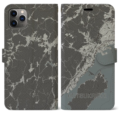 【廿日市（広島県）】地図柄iPhoneケース（手帳タイプ）モノトーン・iPhone 11 Pro Max 用