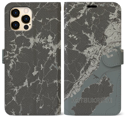 【廿日市（広島県）】地図柄iPhoneケース（手帳タイプ）モノトーン・iPhone 12 Pro Max 用