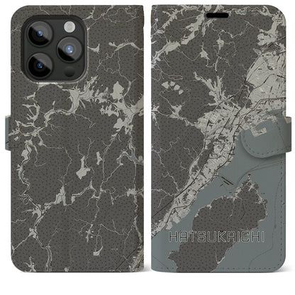 【廿日市（広島県）】地図柄iPhoneケース（手帳タイプ）モノトーン・iPhone 15 Pro Max 用