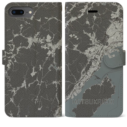 【廿日市（広島県）】地図柄iPhoneケース（手帳タイプ）モノトーン・iPhone 8Plus /7Plus / 6sPlus / 6Plus 用