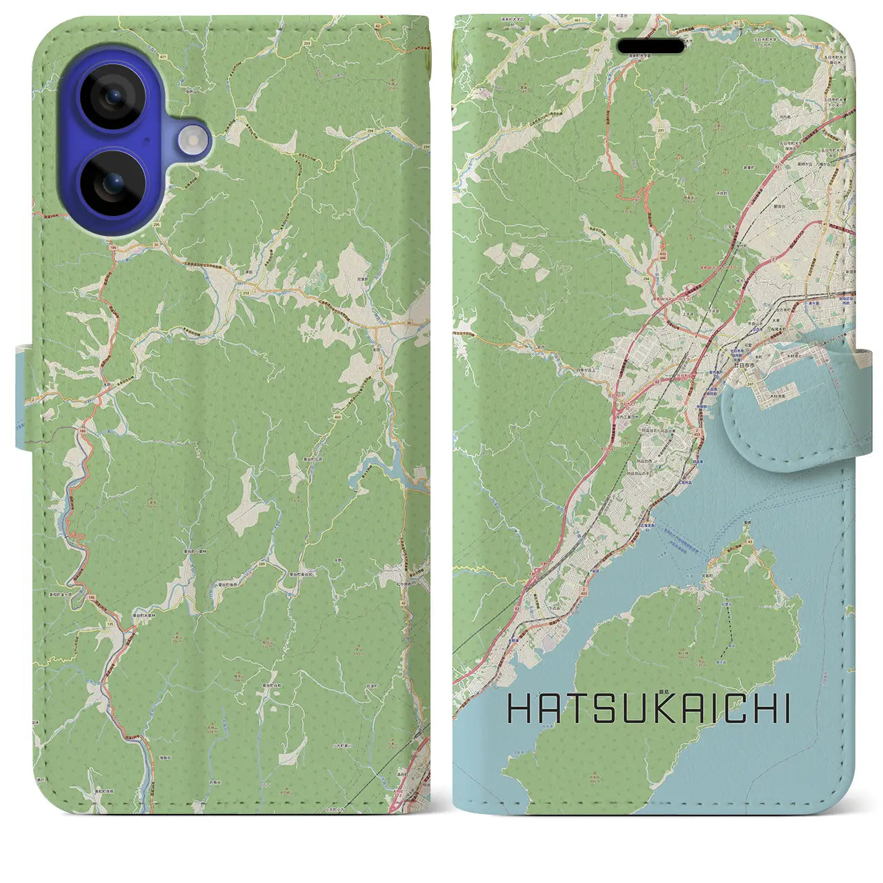 【廿日市（広島県）】地図柄iPhoneケース（手帳タイプ）ナチュラル・iPhone 16 Pro Max 用