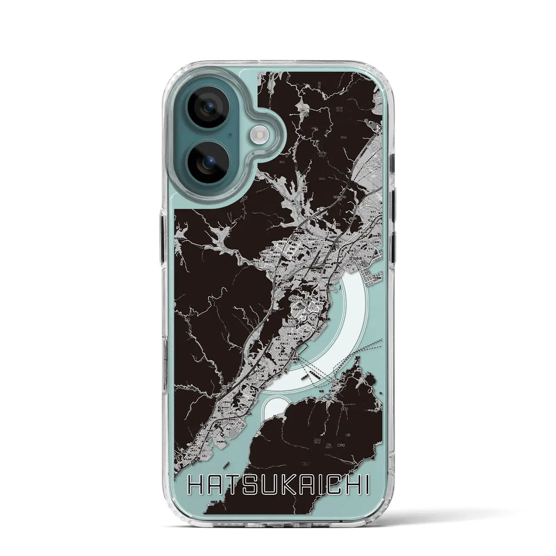 【廿日市（広島県）】地図柄iPhoneケース（MagSafeタイプ）モノトーン・iPhone 16 Pro 用