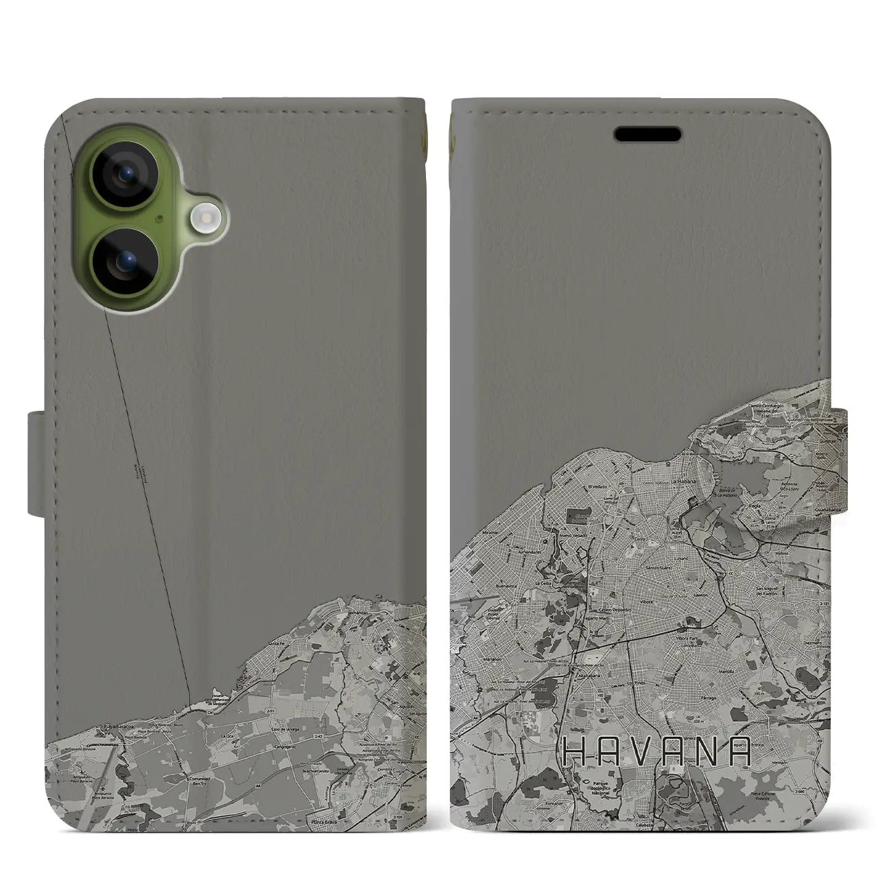 【ハバナ（キューバ）】地図柄iPhoneケース（手帳タイプ）