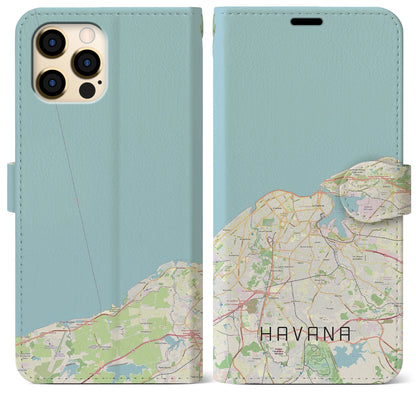【ハバナ（キューバ）】地図柄iPhoneケース（手帳タイプ）ナチュラル・iPhone 12 Pro Max 用