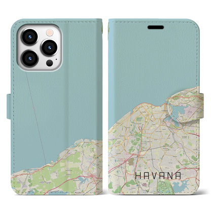 【ハバナ（キューバ）】地図柄iPhoneケース（手帳タイプ）ナチュラル・iPhone 13 Pro 用