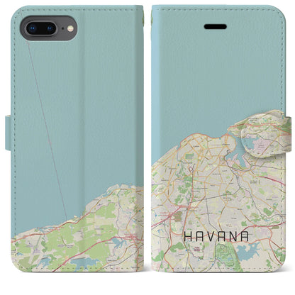 【ハバナ（キューバ）】地図柄iPhoneケース（手帳タイプ）ナチュラル・iPhone 8Plus /7Plus / 6sPlus / 6Plus 用