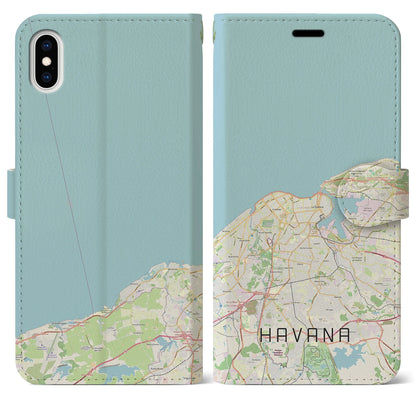 【ハバナ（キューバ）】地図柄iPhoneケース（手帳タイプ）ナチュラル・iPhone XS Max 用