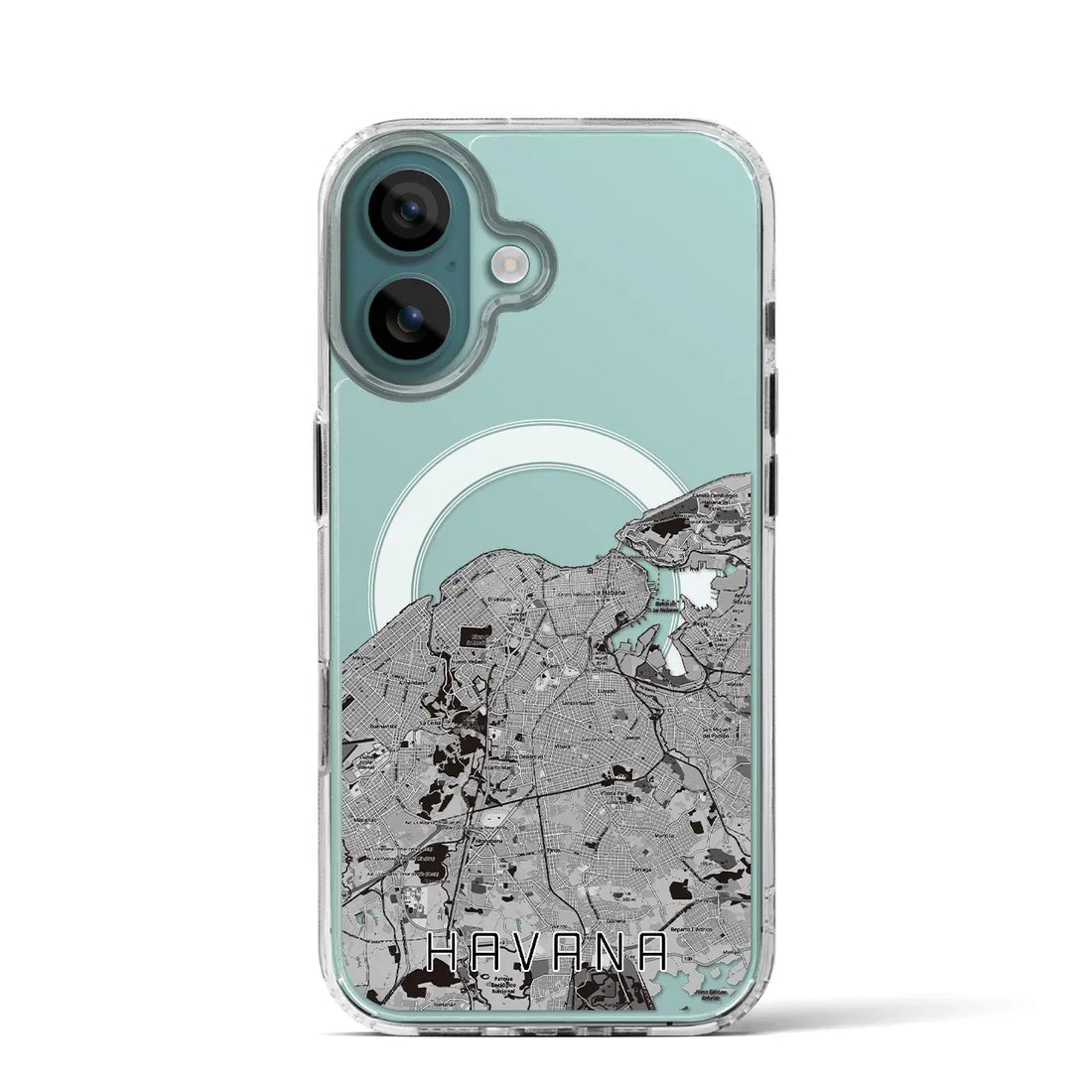 【ハバナ（キューバ）】地図柄iPhoneケース（MagSafeタイプ）モノトーン・iPhone 16 Pro 用