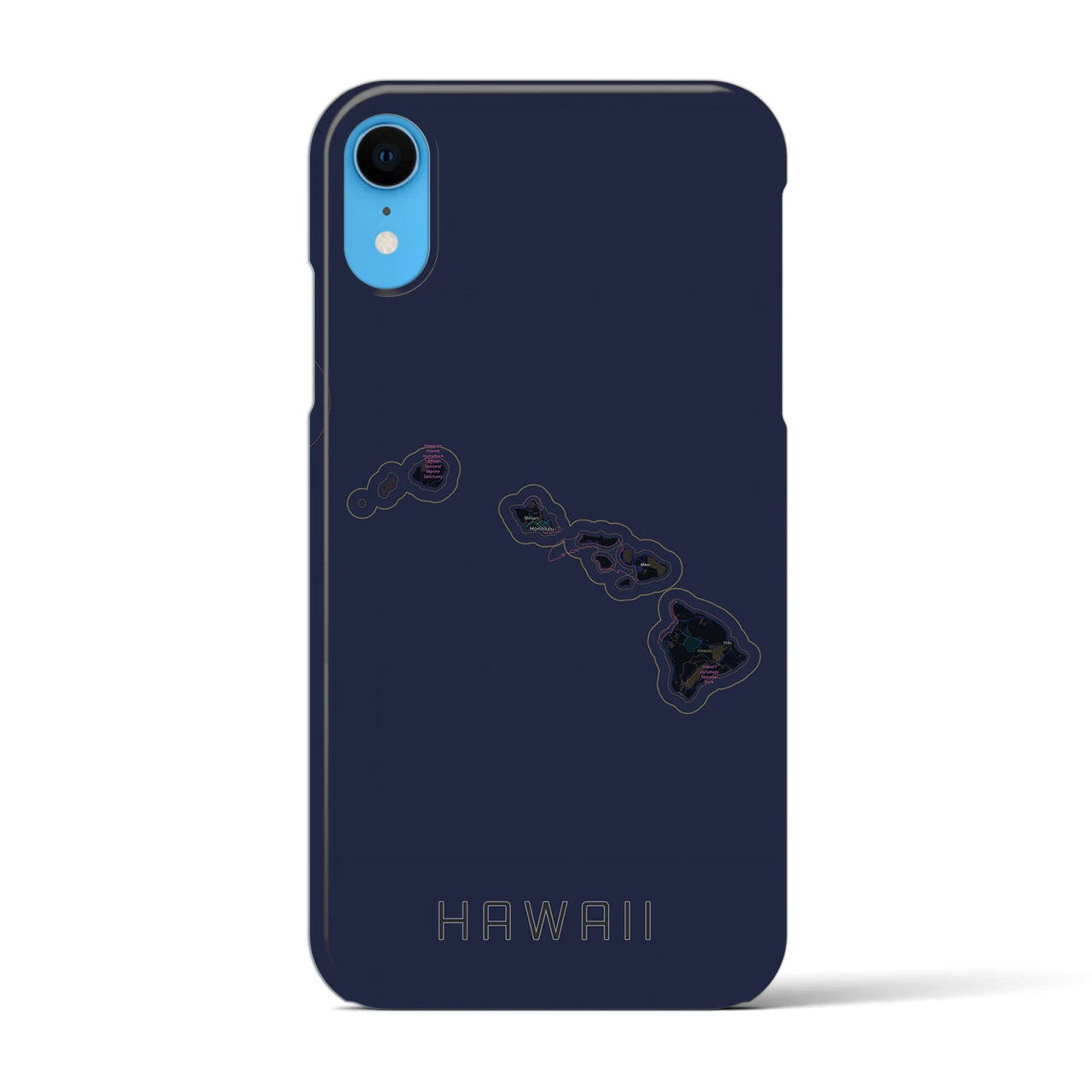 【ハワイ（アメリカ）】地図柄iPhoneケース（バックカバータイプ）ブラック・iPhone XR 用