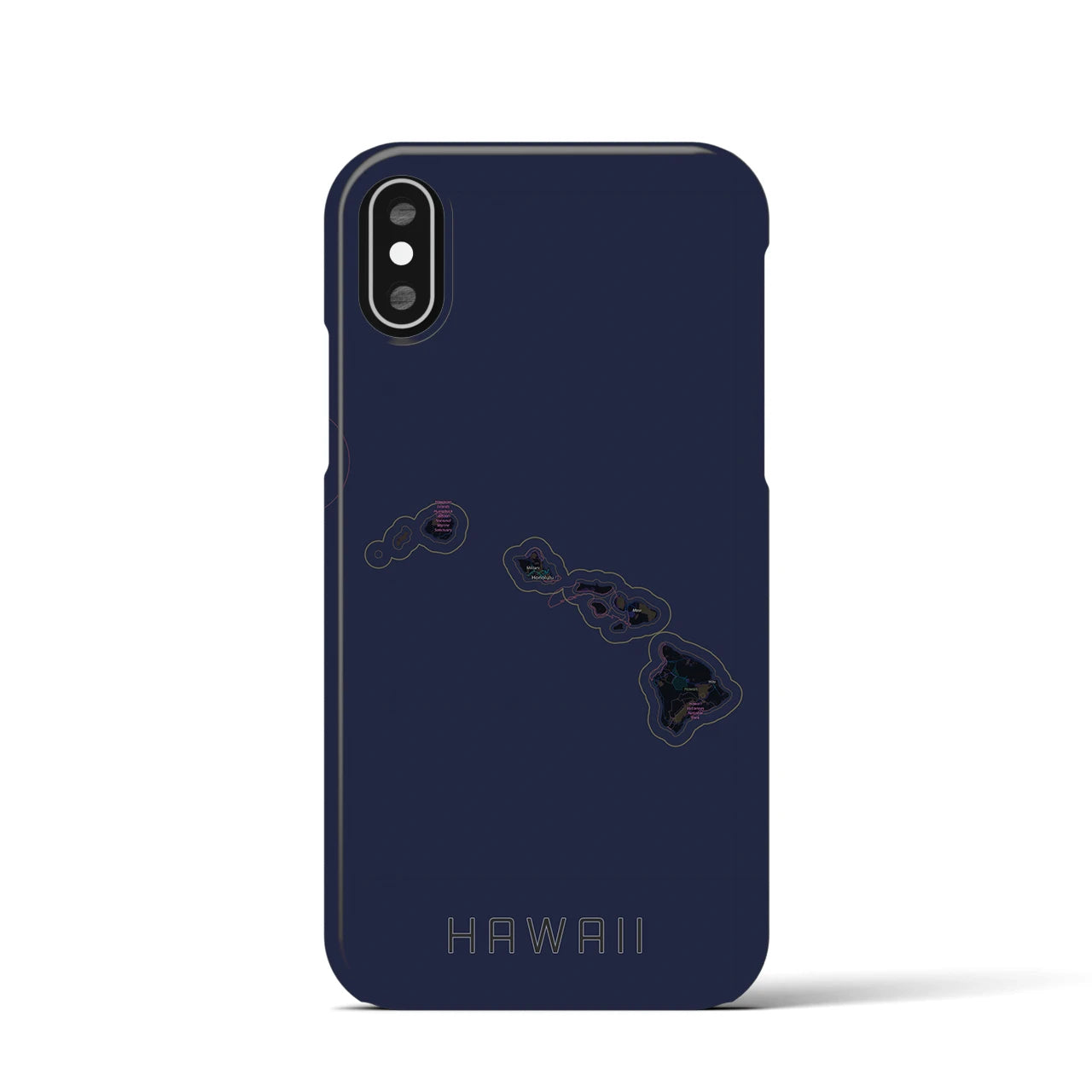 【ハワイ（アメリカ）】地図柄iPhoneケース（バックカバータイプ）
