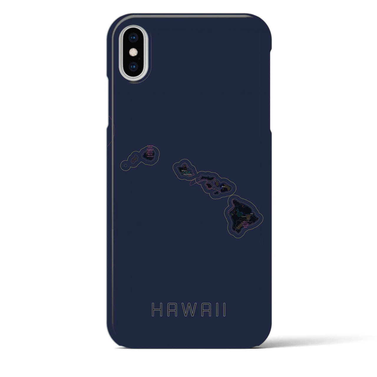 【ハワイ（アメリカ）】地図柄iPhoneケース（バックカバータイプ）ブラック・iPhone XS Max 用