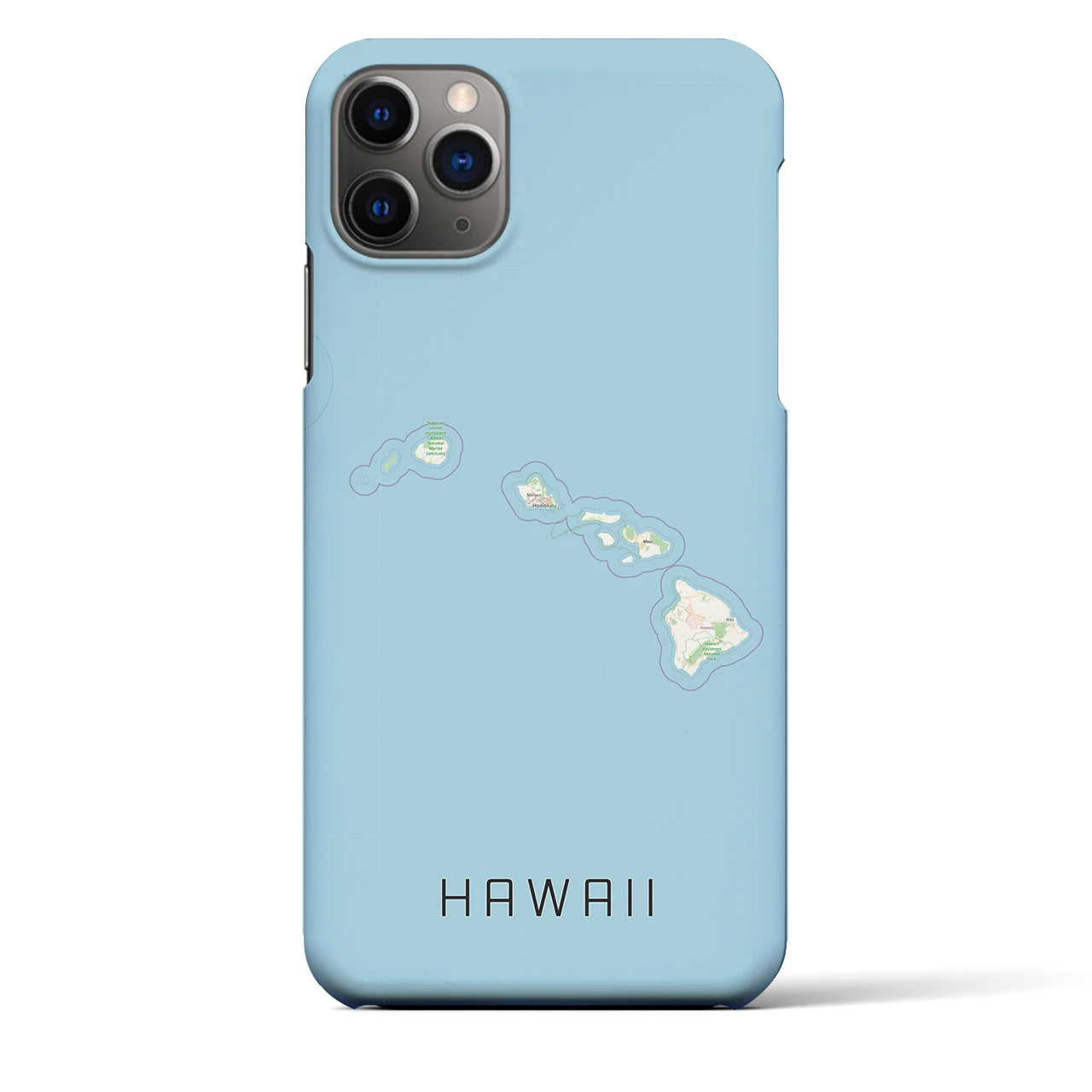 【ハワイ（アメリカ）】地図柄iPhoneケース（バックカバータイプ）ナチュラル・iPhone 11 Pro Max 用