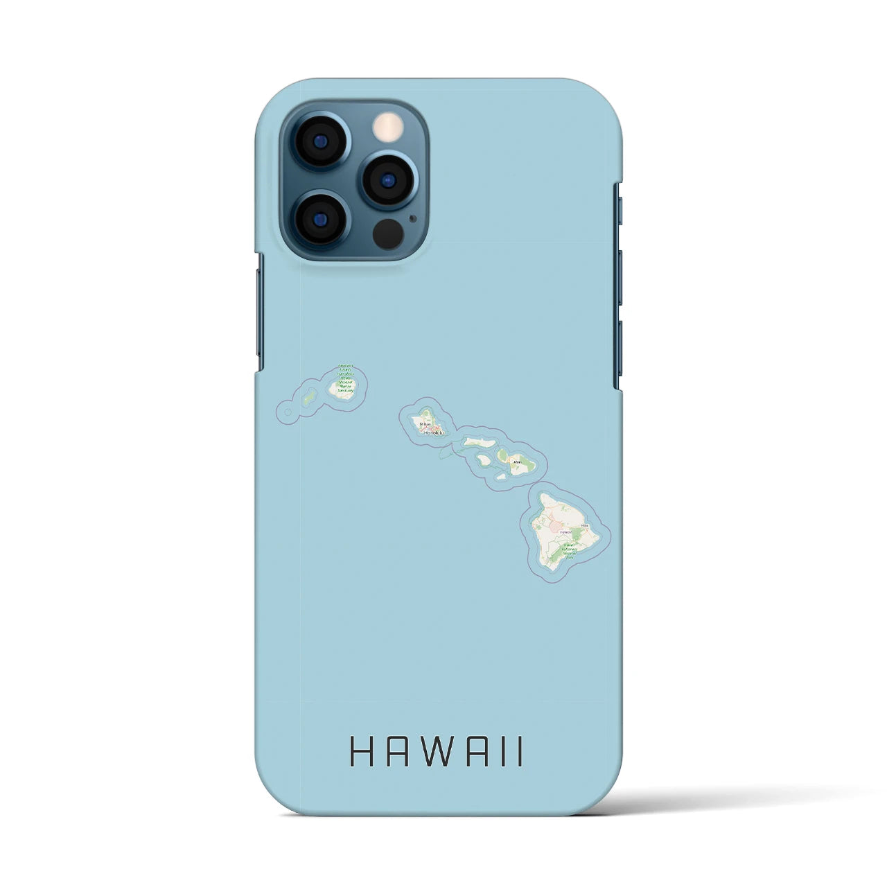 【ハワイ（アメリカ）】地図柄iPhoneケース（バックカバータイプ）ナチュラル・iPhone 12 / 12 Pro 用
