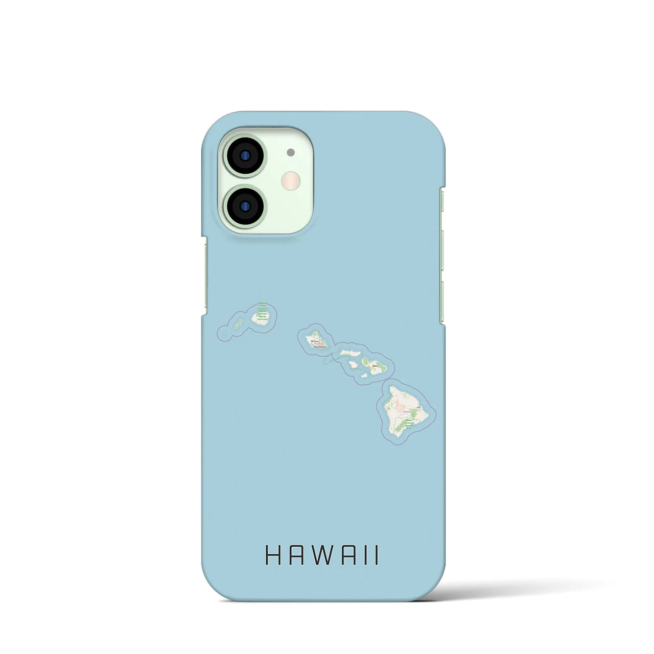【ハワイ（アメリカ）】地図柄iPhoneケース（バックカバータイプ）ナチュラル・iPhone 12 mini 用